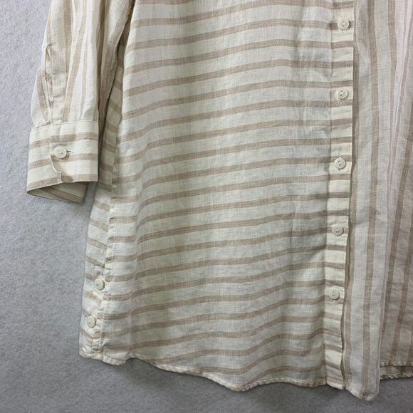 Chicos 100% Linen Womens Striped Button Top Sz 8/10P Coastal Travel Nautical - Picture 3 of 10